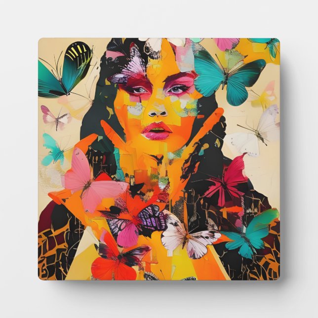 Woman and Butterflies Mixed Media Plaque (Front)