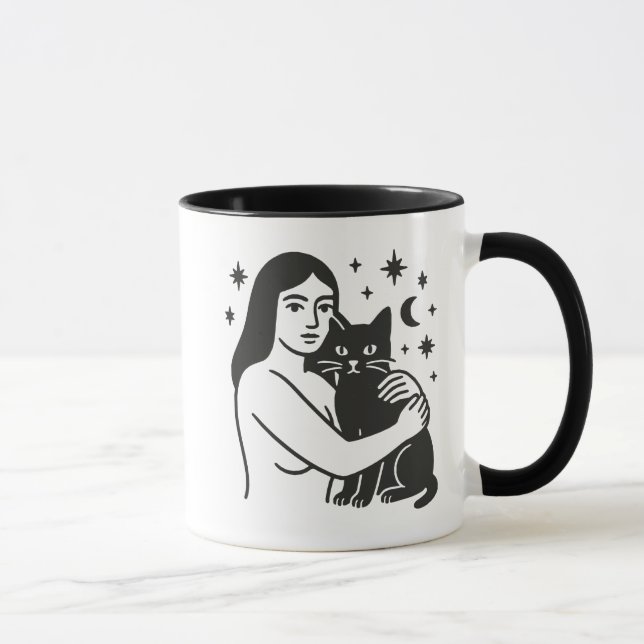 Woman and Cat Mug (Right)