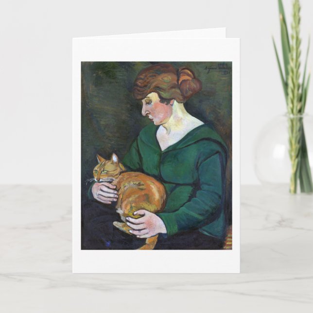 Woman and Cat, Suzanne Valadon Card (Front)