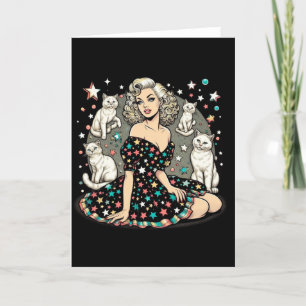 Woman and Cats Blank Inside All Occasion Greeting Card