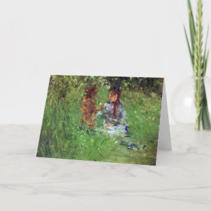 Woman and child in garden in Bougival by Morisot Card