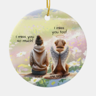 Woman and Dog Memorial Ceramic Tree Decoration