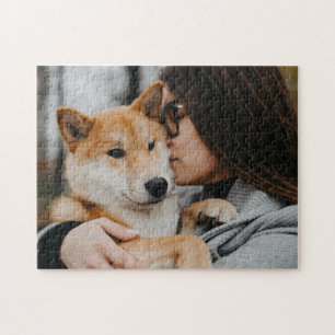 Woman And Dog Pet Jigsaw Puzzle