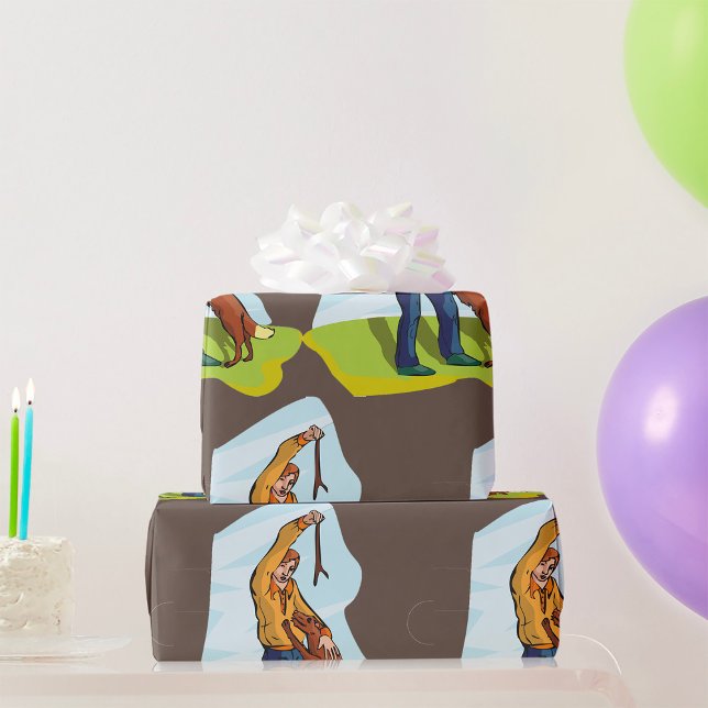Woman and Dog Playing Fetch Wrapping Paper (Creator Uploaded)