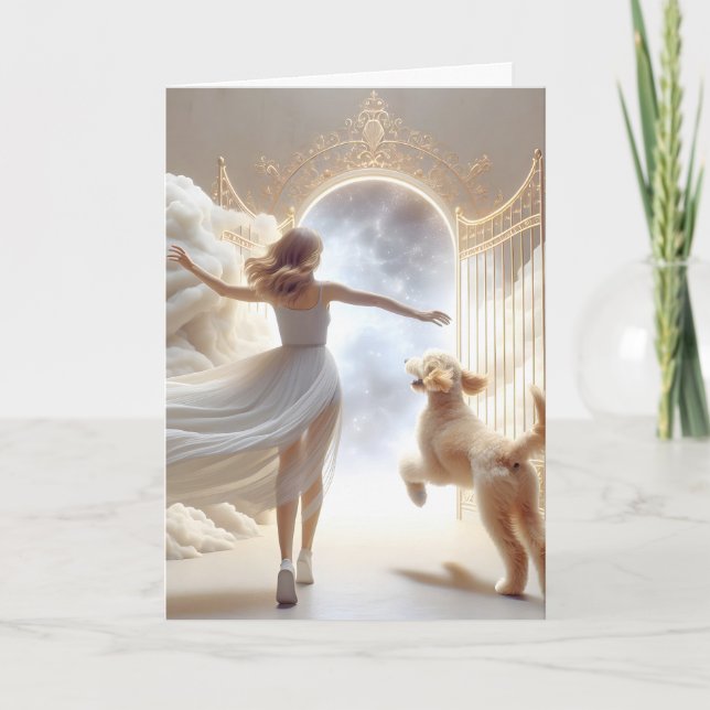 Woman and Goldendoodle At Heaven's Gate Card (Front)
