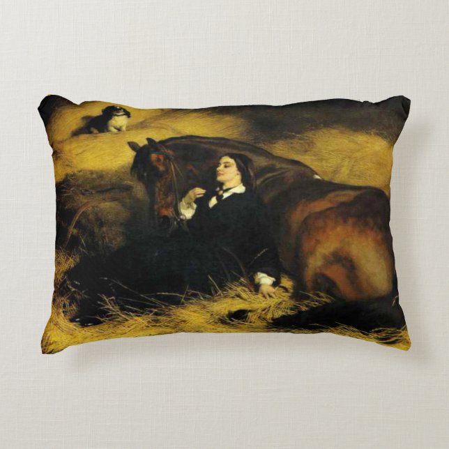 Woman and Horse Decorative Cushion (Front)
