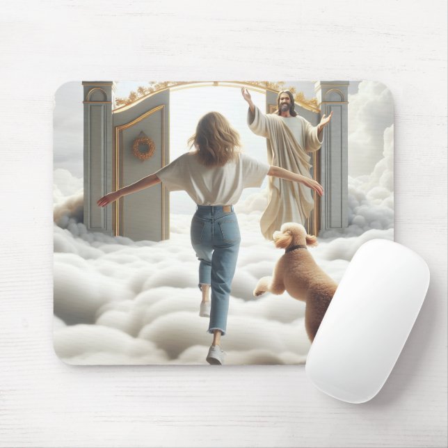 Woman and Labradoodle At Heaven's Gate Mouse Pad (With Mouse)