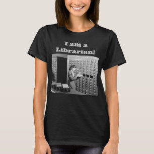Woman and Library Card Catalogue Vintage T-Shirt