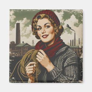 Woman and Line Vintage Magnet