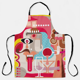 Woman and man illustration. Modern fine art. art,a Apron