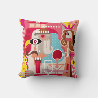 Woman and man illustration. Modern fine art. art,a Cushion