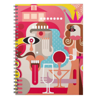 Woman and man illustration. Modern fine art. art,a Notebook