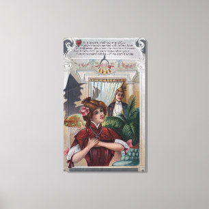 Woman and Man Pillars on Sides Canvas Print