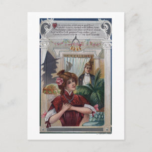 Woman and Man Pillars on Sides Postcard