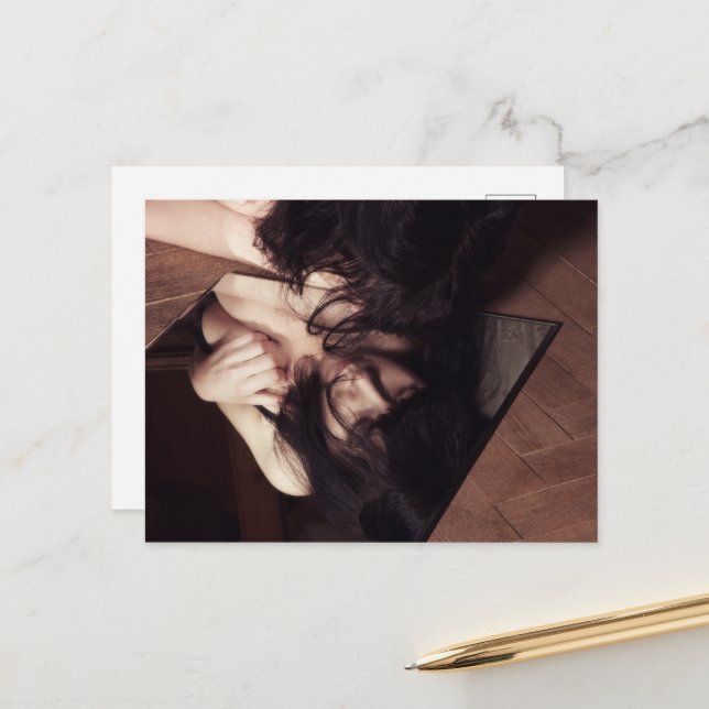 Woman and mirror postcard (Front/Back In Situ)