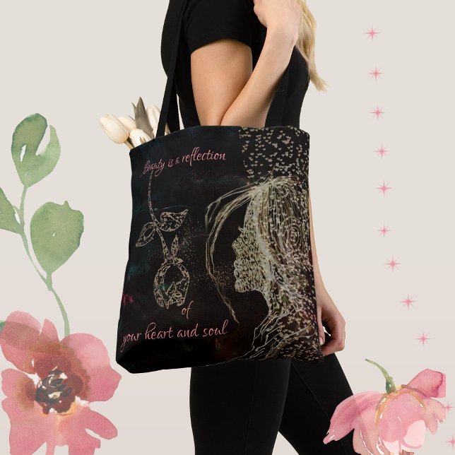 woman and rose tote bag (woman and rose tote bag)