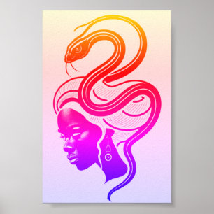 Woman and Snake in Symbiosis Poster