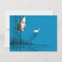 Woman and snow goose, minimalist line art
