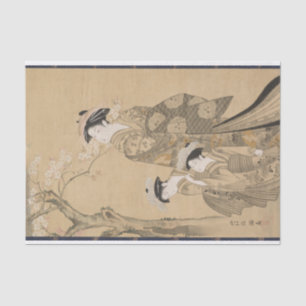 Woman and Two Children by Kubo Shunman Tissue Paper