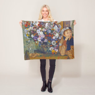 Woman and Vase of Flowers, Edgar Degas Fleece Blanket