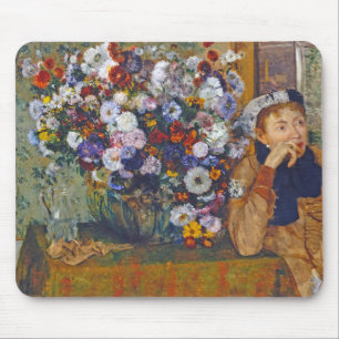 Woman and Vase of Flowers, Edgar Degas Mouse Pad