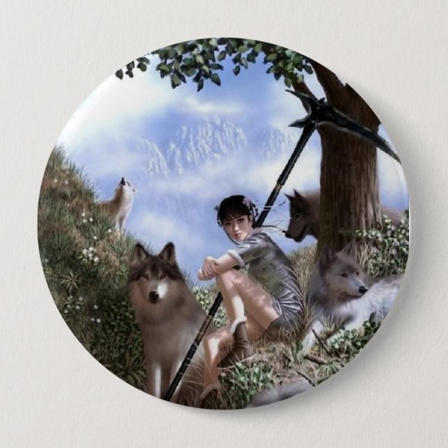 Woman and Wolves Button (Front)