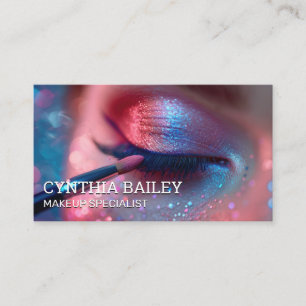 Woman Applying Make Up   Beauty Cosmetics Business Card