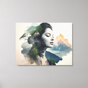 Woman art double exposure canvas print
