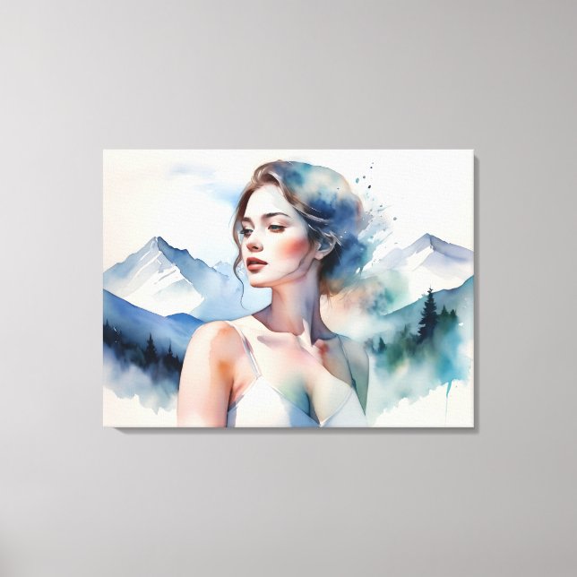 Woman art double exposure canvas print (Front)