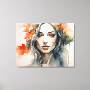 Woman art double exposure canvas print