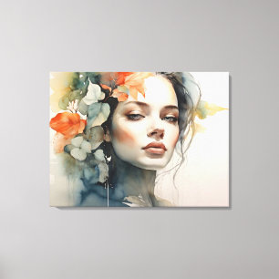 Woman art double exposure canvas print