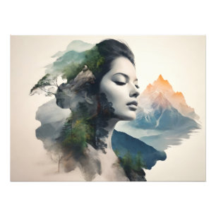 Woman art double exposure photo print