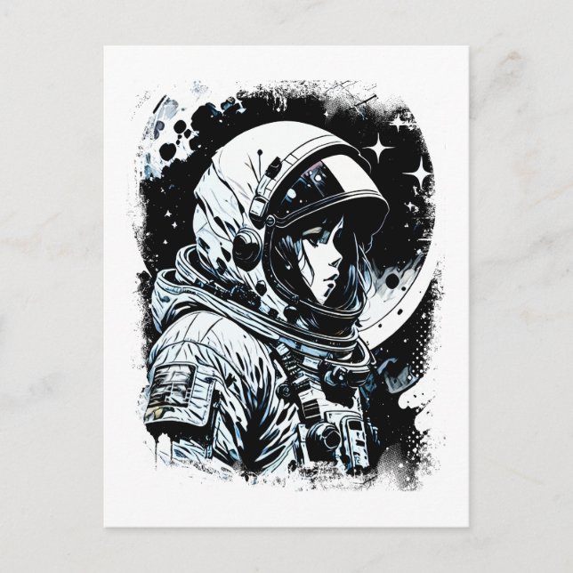 Woman Astronaut in space Abstract Science fiction Postcard (Front)