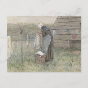 Woman at a Clothesline by Anton Mauve Postcard