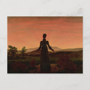 Woman at dawn postcard