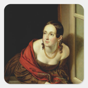 Woman at her Window or, The Wife of a Square Sticker