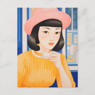 Woman at the Cafe Postcard