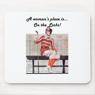 Woman at the links mouse pad