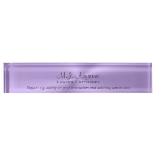 Woman Attorney Luxury Lilac with slogan Nameplate