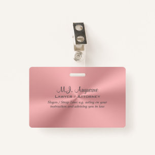 Woman Attorney luxury pink, Monogram ID Badge