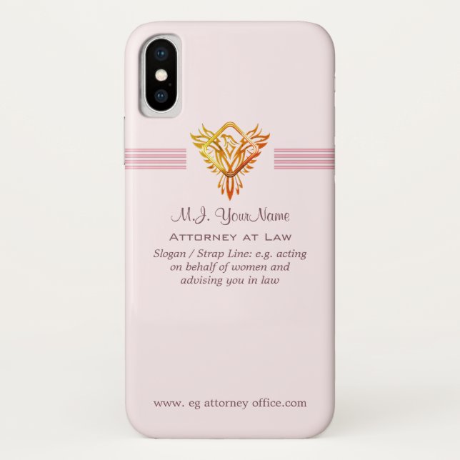 Woman Attorney name, slogan, phoenix logo Case-Mate iPhone Case (Back)