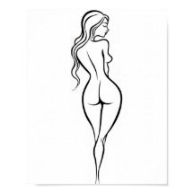 Woman Back View Minimalist Line Art Sketch
