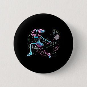 Woman Badminton Player Shuttle Women Badmintoner  6 Cm Round Badge