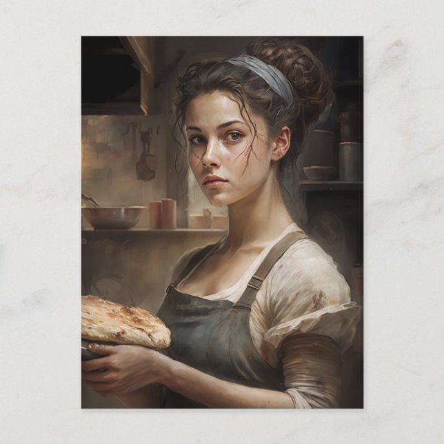 Woman Baking Bread Postcard (Front)