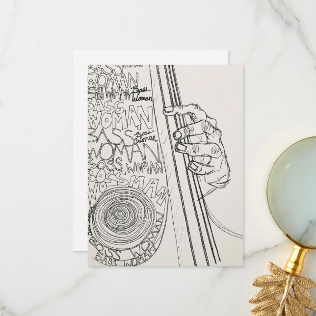 Woman Bass Player Card (Front/Back In Situ)