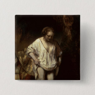 Woman Bathing in a Stream, 1654 15 Cm Square Badge