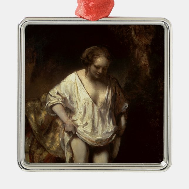 Woman Bathing in a Stream, 1654 Metal Tree Decoration (Front)