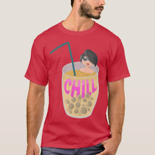 Woman bathing in Milk Tea chill sticker T-Shirt