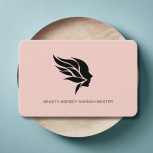 Woman Beauty Logo, Modern, Salon, Pink Business Card