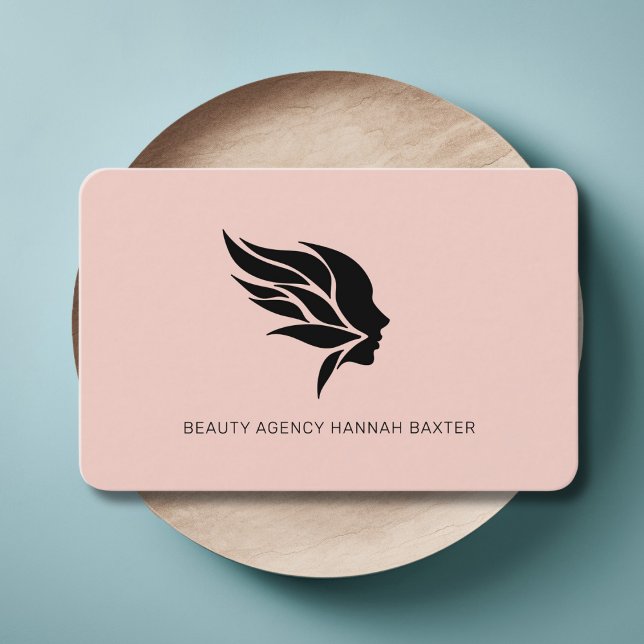 Woman Beauty Logo, Modern, Salon, Pink Business Card (Woman Beauty Logo, Modern, Salon, Business Card)